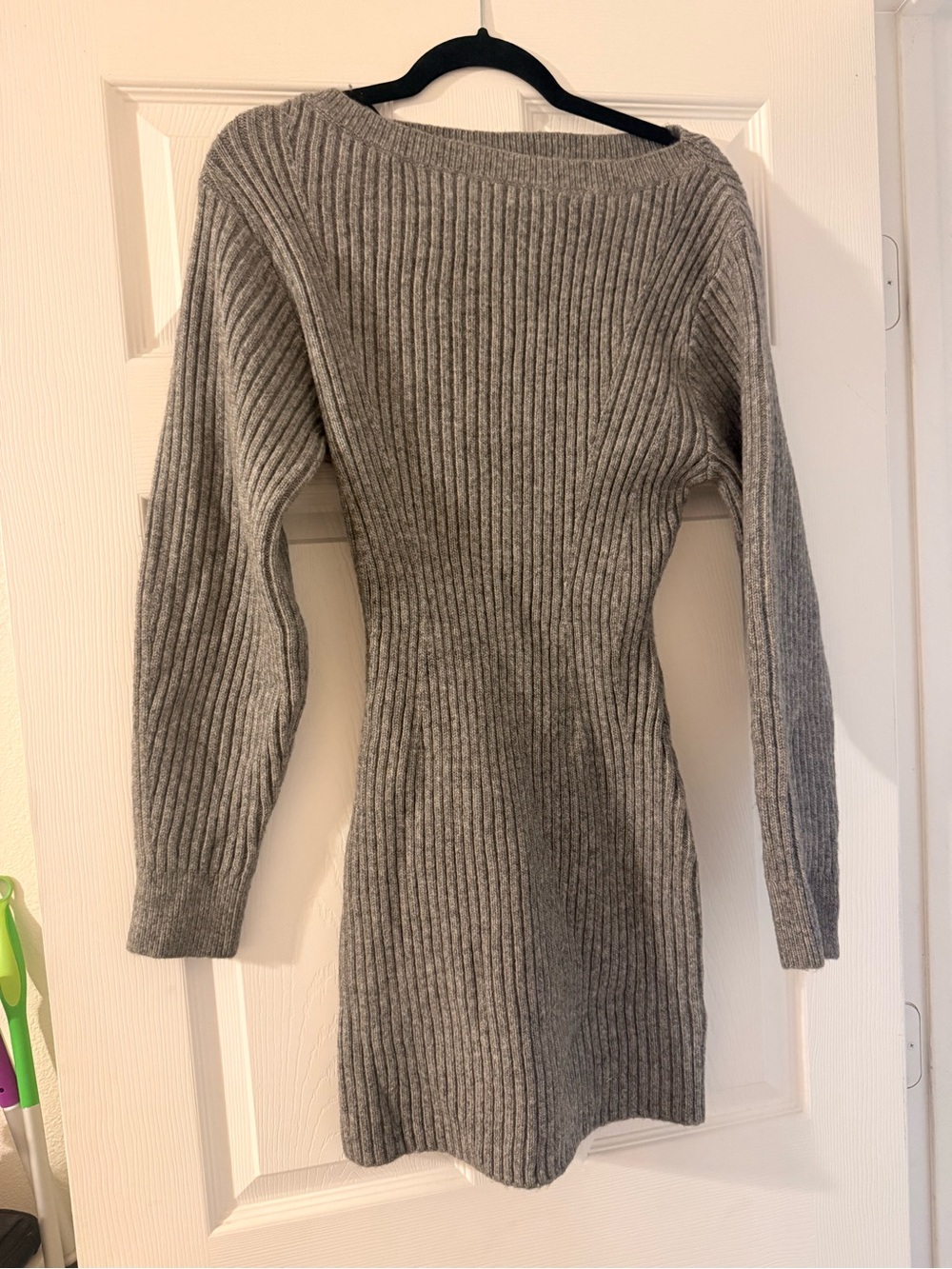 Gray Ribbed Knit Sweater Dress - Women